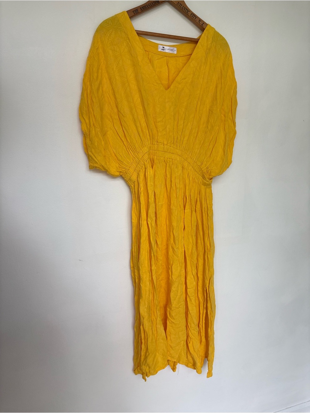 Cupshe Sunny Yellow V-Neck Smocked Waist Maxi Dress
